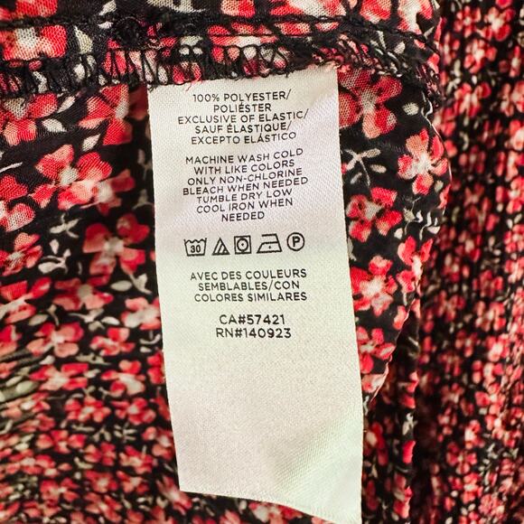 Loft Floral Smocked Cropped Sheer Puff Ruffle Sleeves Peplum Top Size XL - Picture 8 of 9